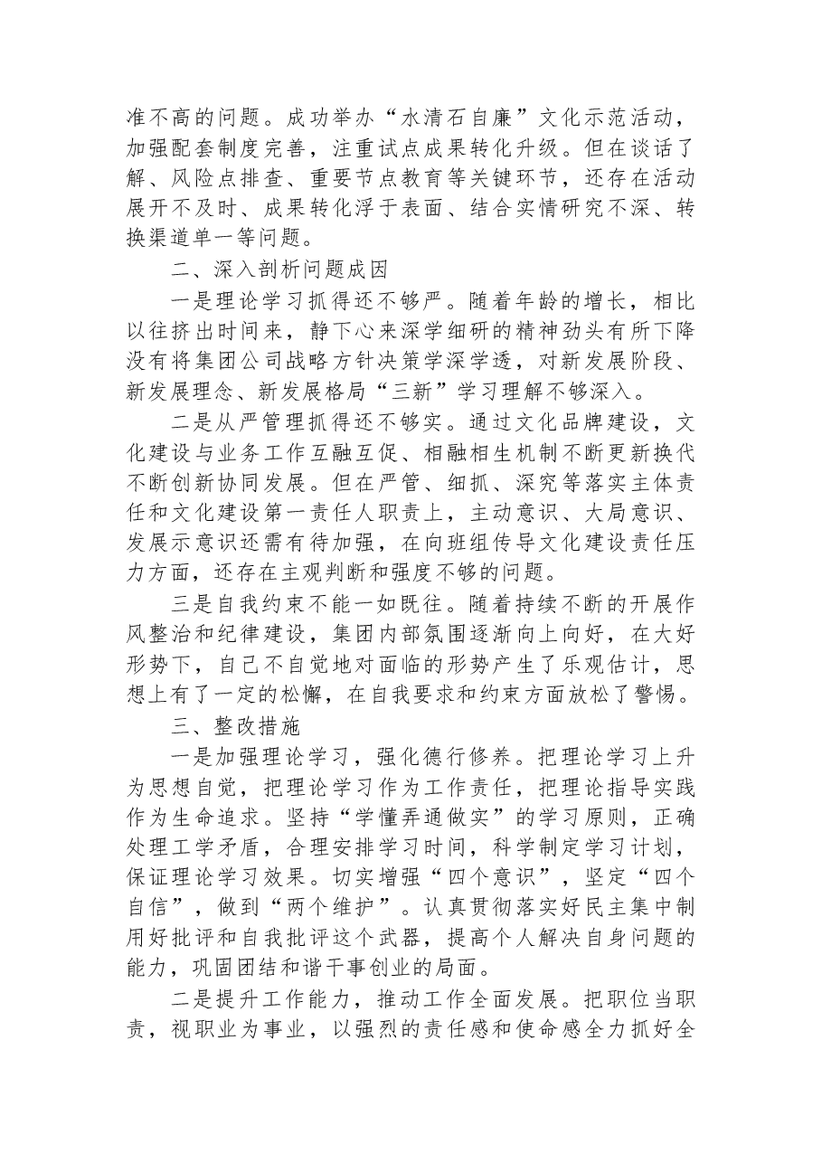 企业2022年民主生活会对照检查材料.docx,第3页预览