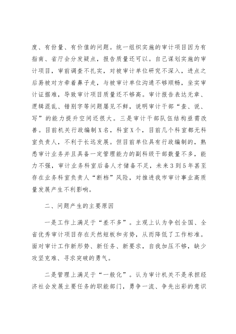 市审计局党组巡察整改专题民主生活会对照检查材料.docx,第4页预览