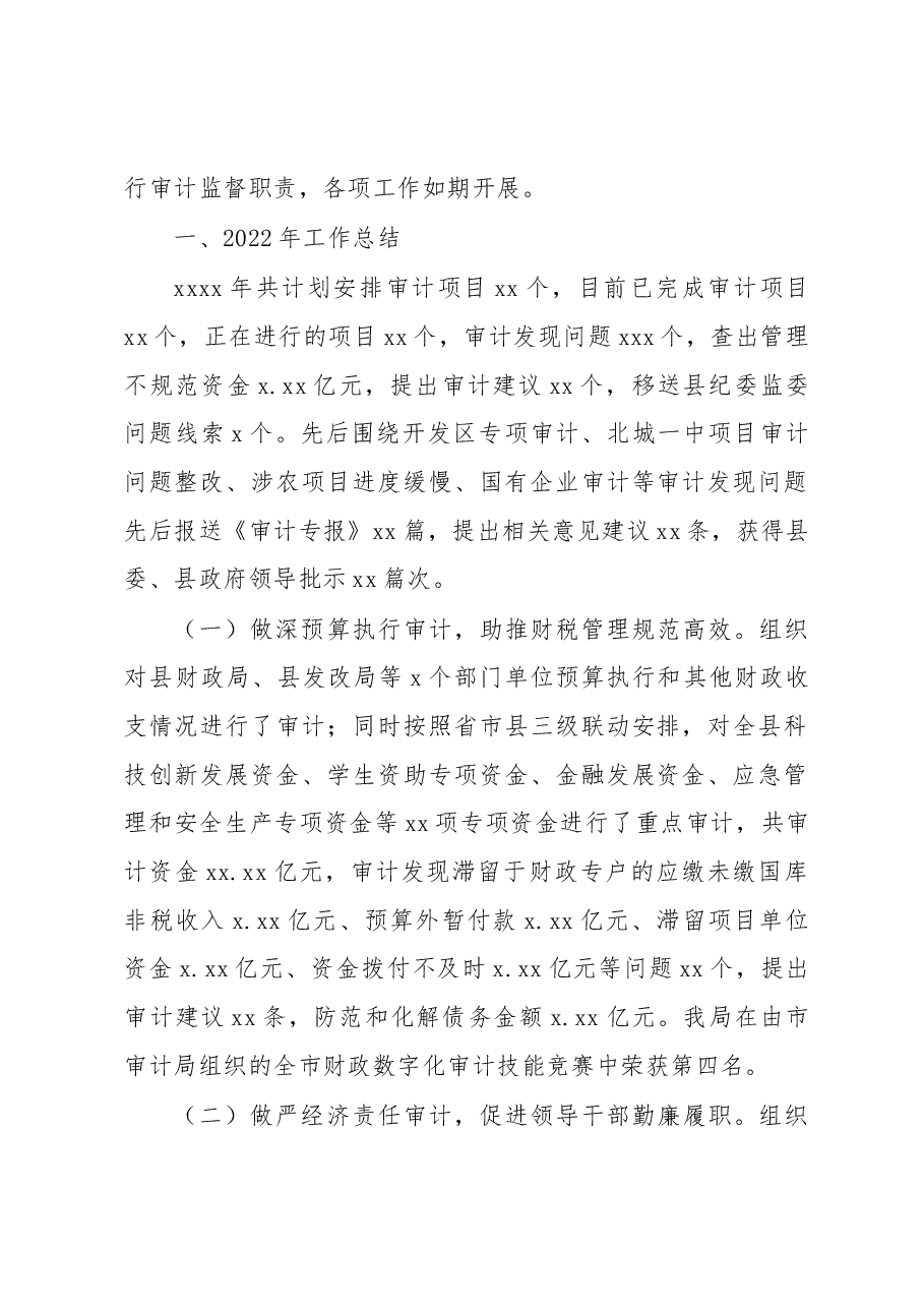 (3篇)审计局2022年工作总结和2023年工作计划.docx,第2页预览