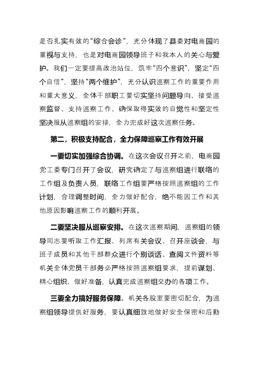 电商园在巡察整改动员会上的表态发言.docx,第2页预览