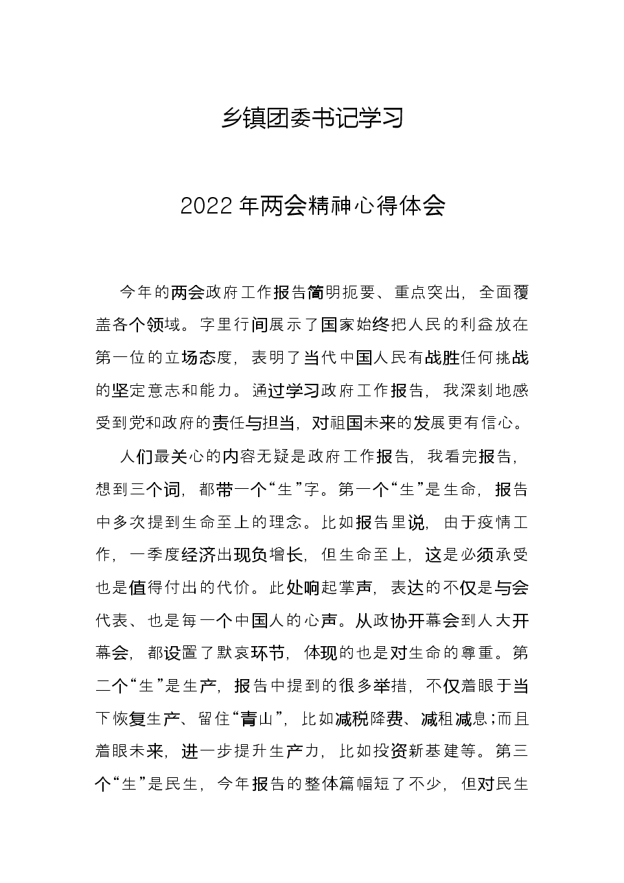 乡镇团委书记学习2022年两会精神心得体会.docx,第1页预览