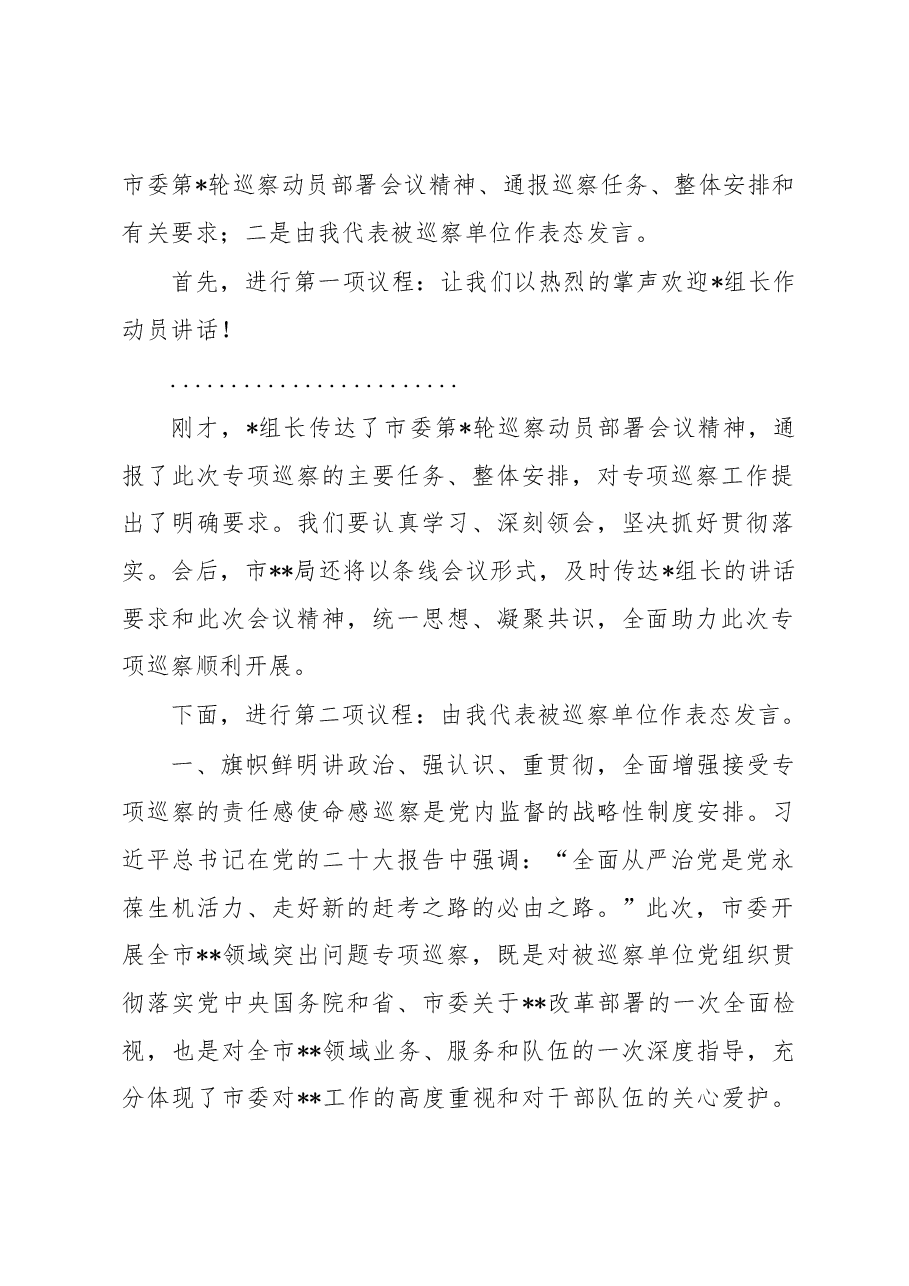 市委专项巡察进驻动员会主持词和表态发言.docx,第2页预览