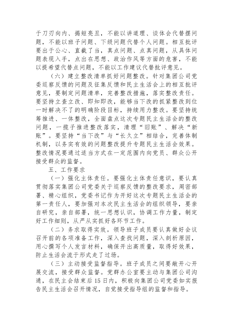 公司党委2022年巡察反馈意见整改专题民主生活会实施方案.docx,第3页预览