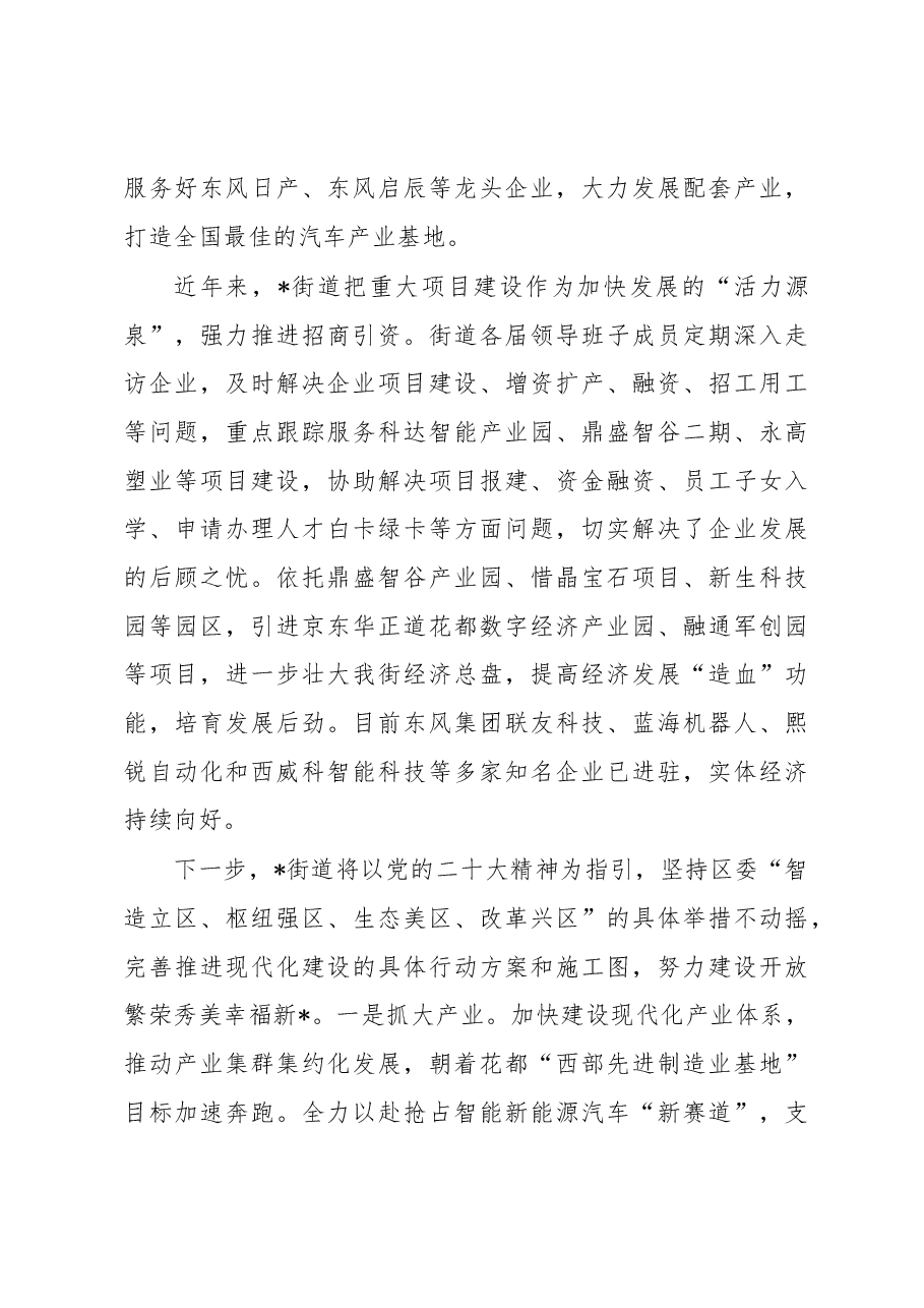 全力以赴谋发展 建设开放繁荣秀美幸福新街道————镇党委书记2023年座谈发言材料.docx,第3页预览