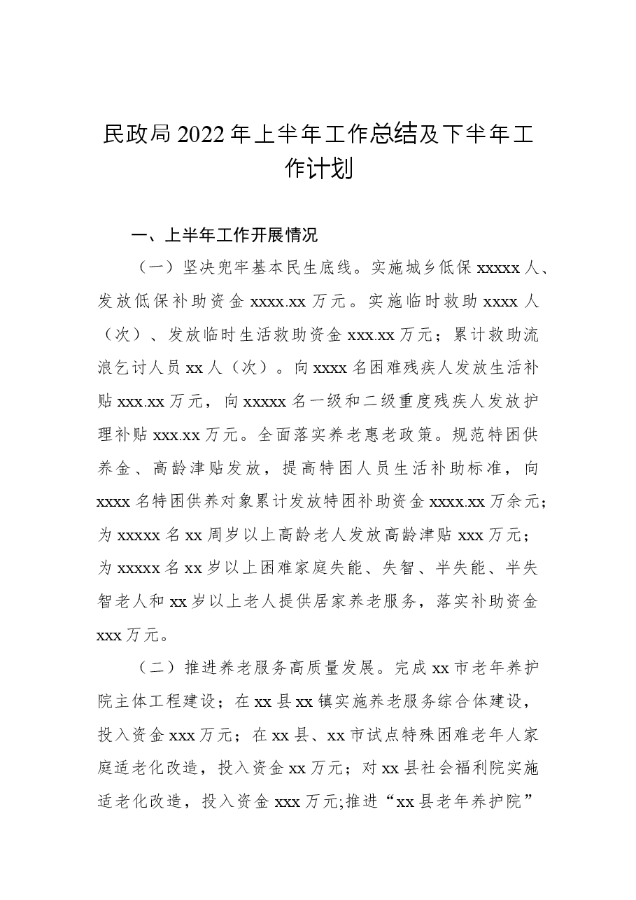 (2篇)民政局2022年上半年工作总结及下半年工作计划汇编.docx,第2页预览