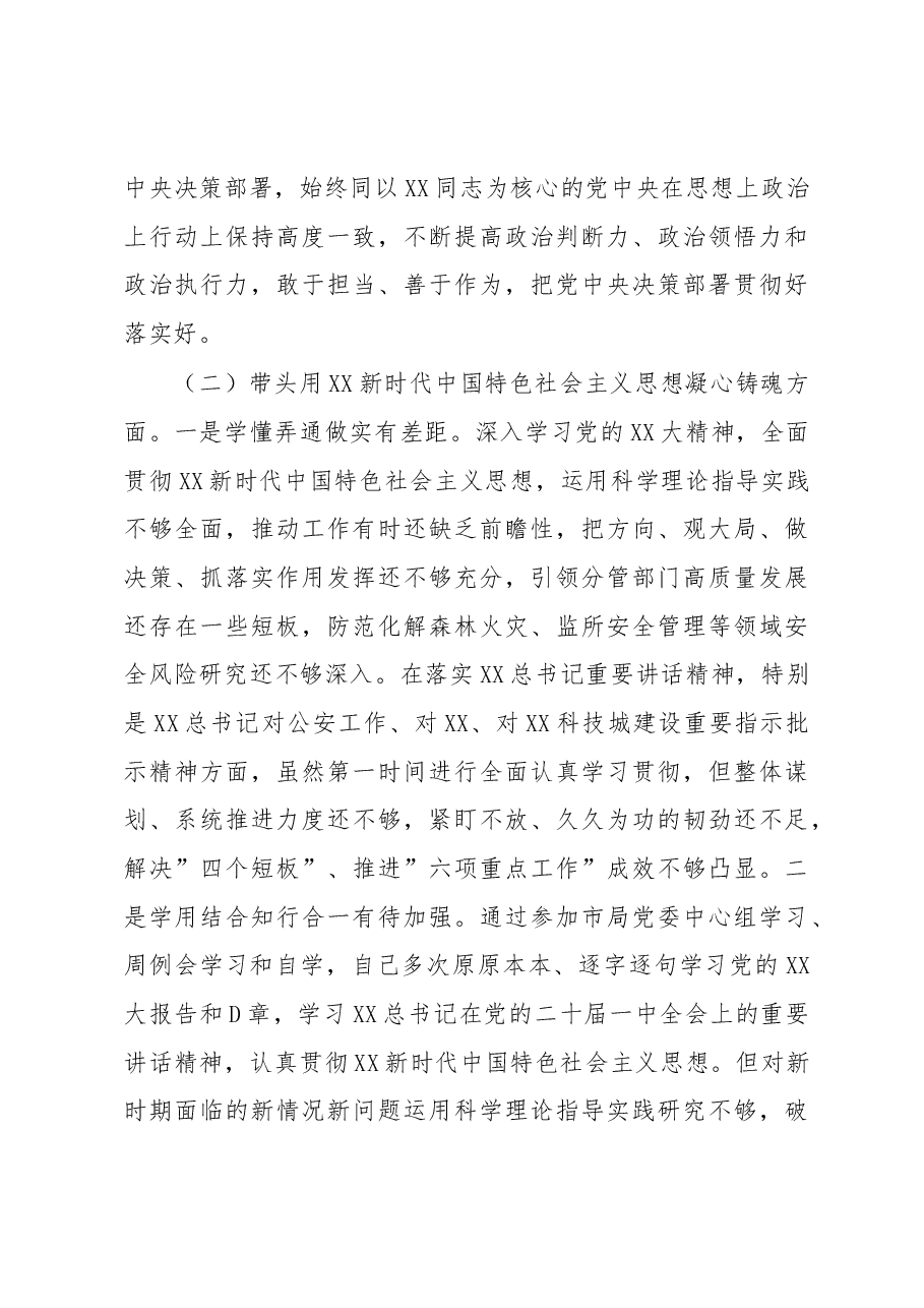 市公安局党委班子成员2022年度民主生活会个人对照检查.docx，第4页预览
