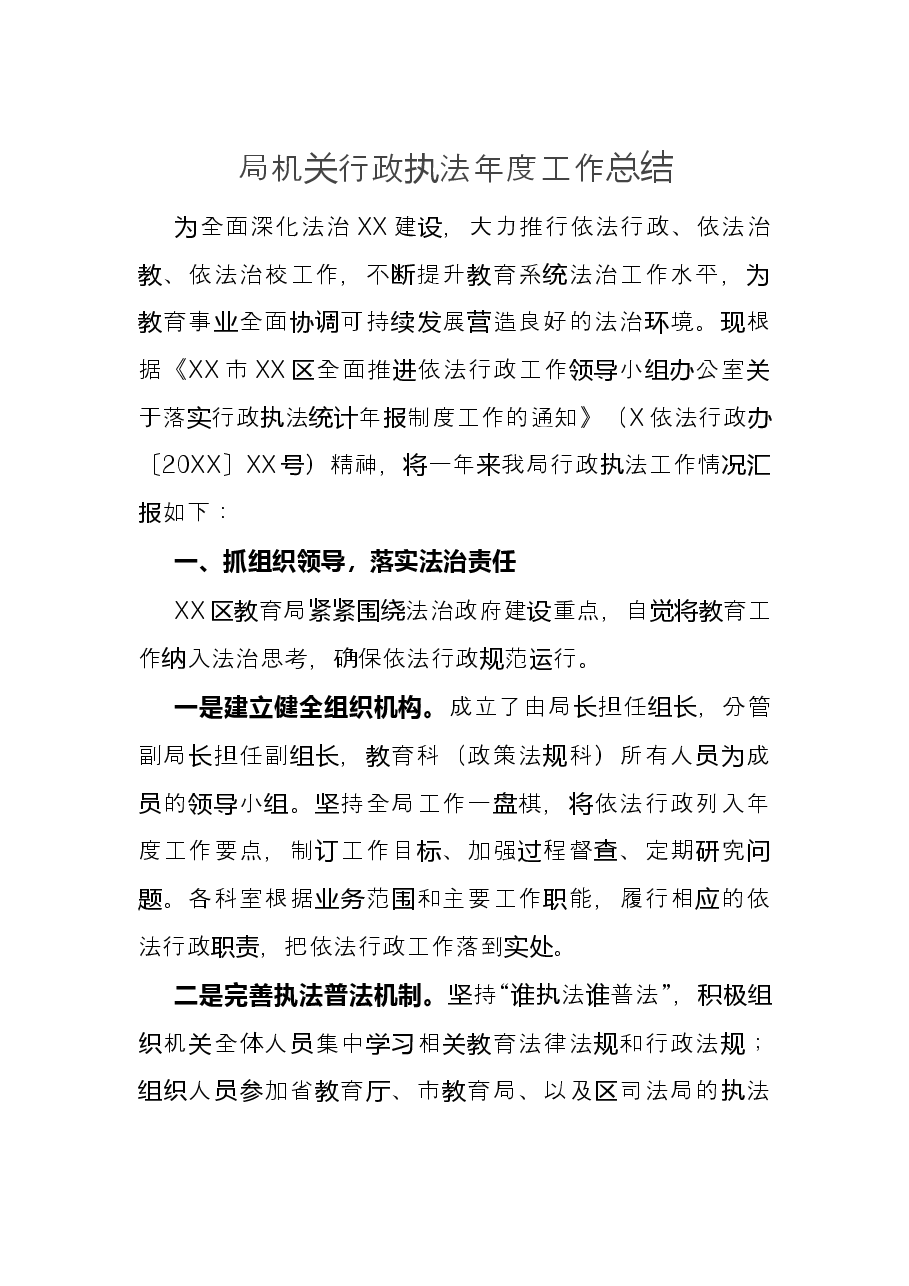 局机关行政执法年度工作总结.docx,第1页预览