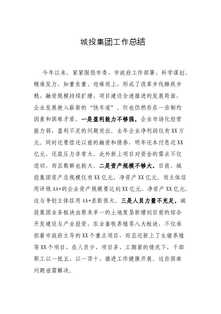 城投集团工作总结.docx,第1页预览