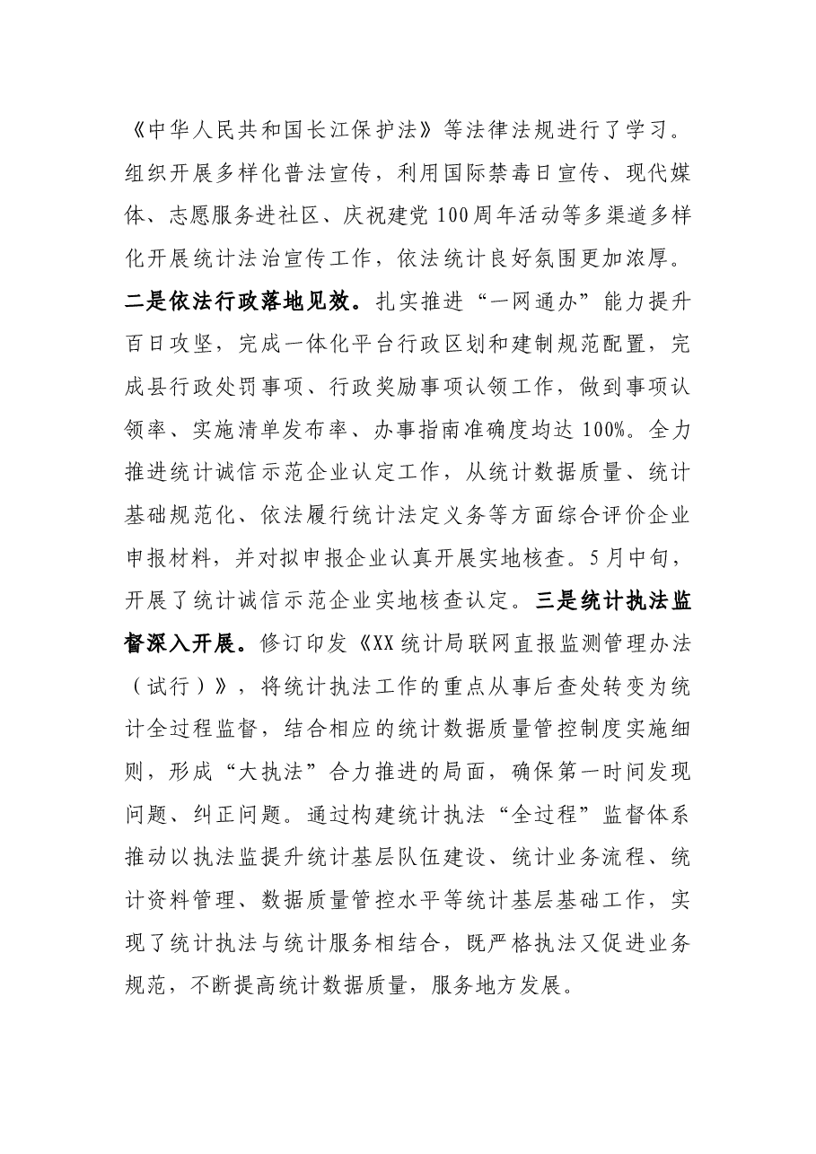 X县统计局2021年上半年工作总结.docx,第3页预览