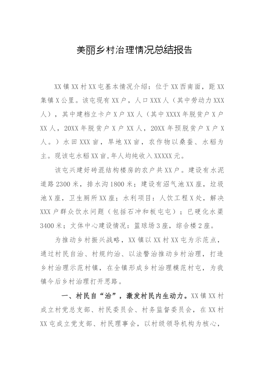 美丽乡村治理情况总结报告.docx,第1页预览