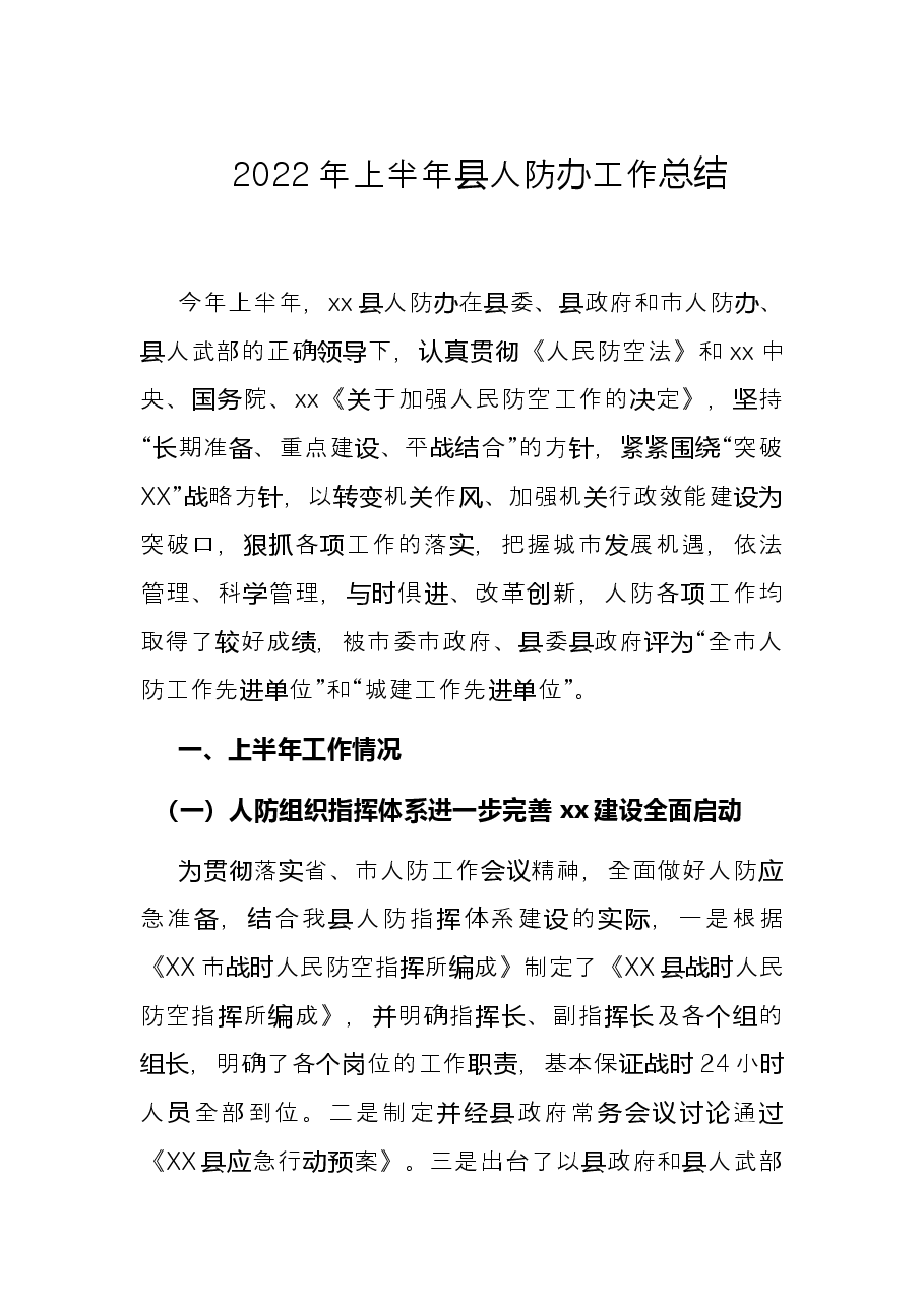 2022年上半年县人防办工作总结.docx，第1页预览