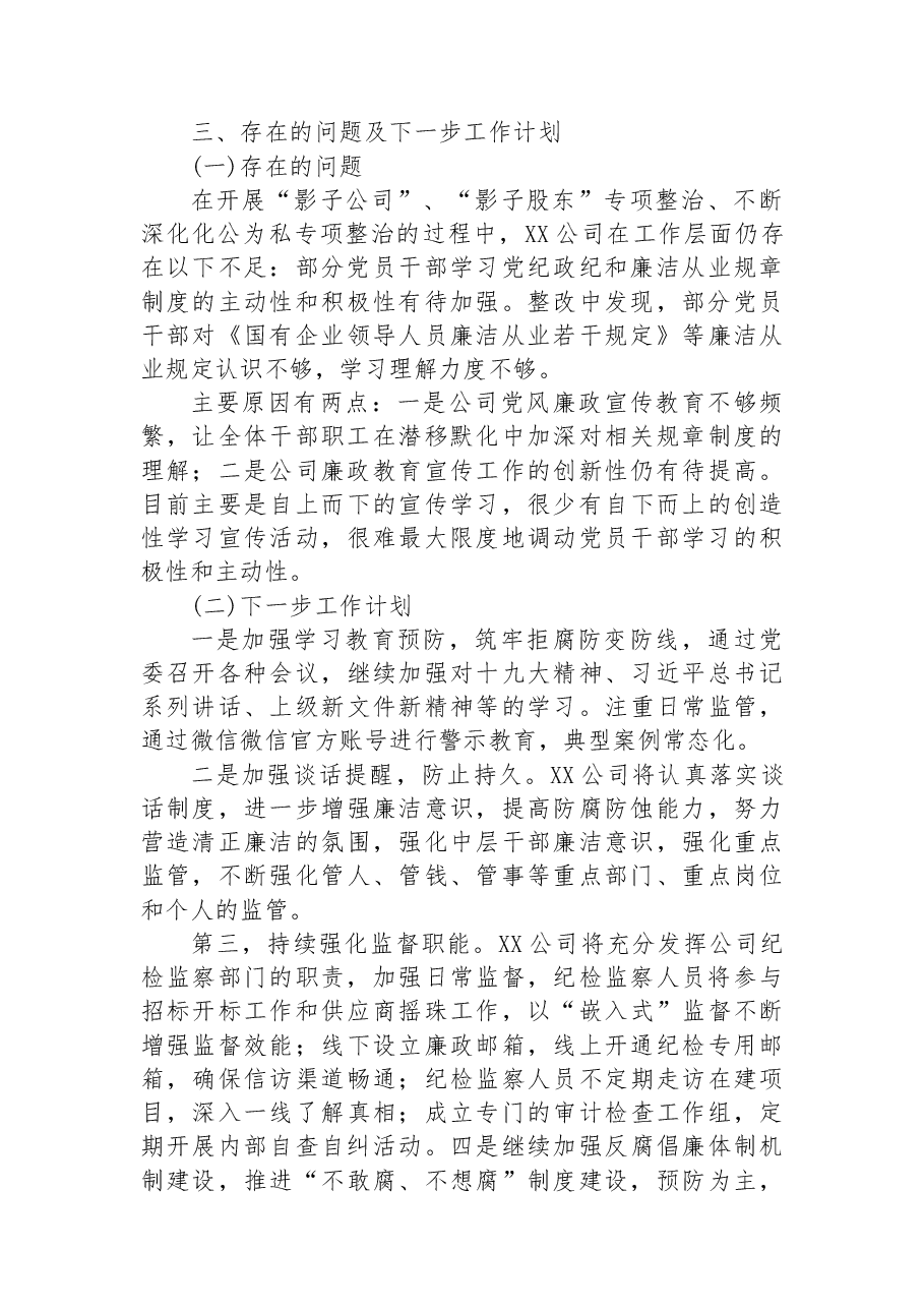 公司党支部关于持续深化化公为私问题专项整治工作情况的总结报告.docx,第3页预览
