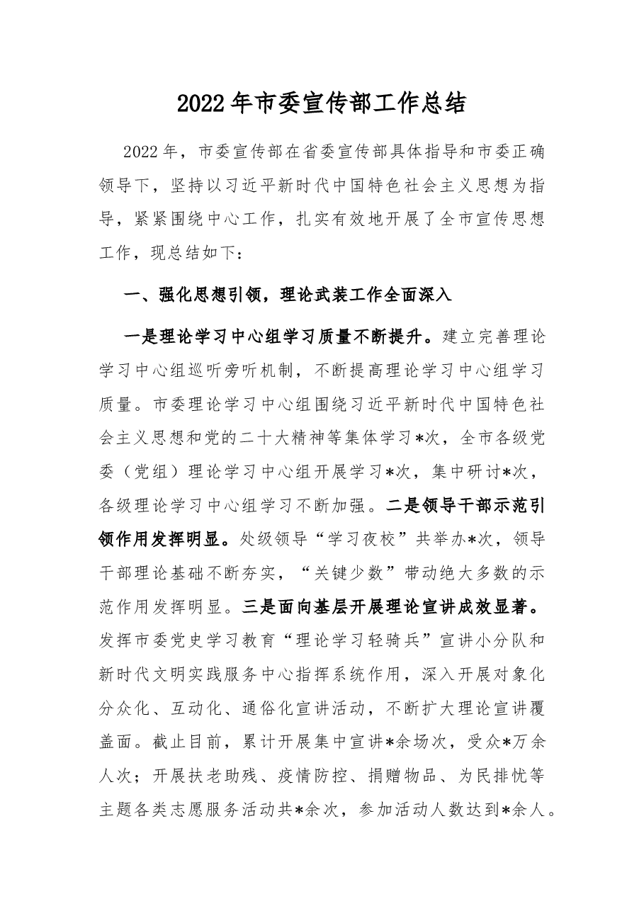 2022年市委宣传部工作总结.docx,第1页预览