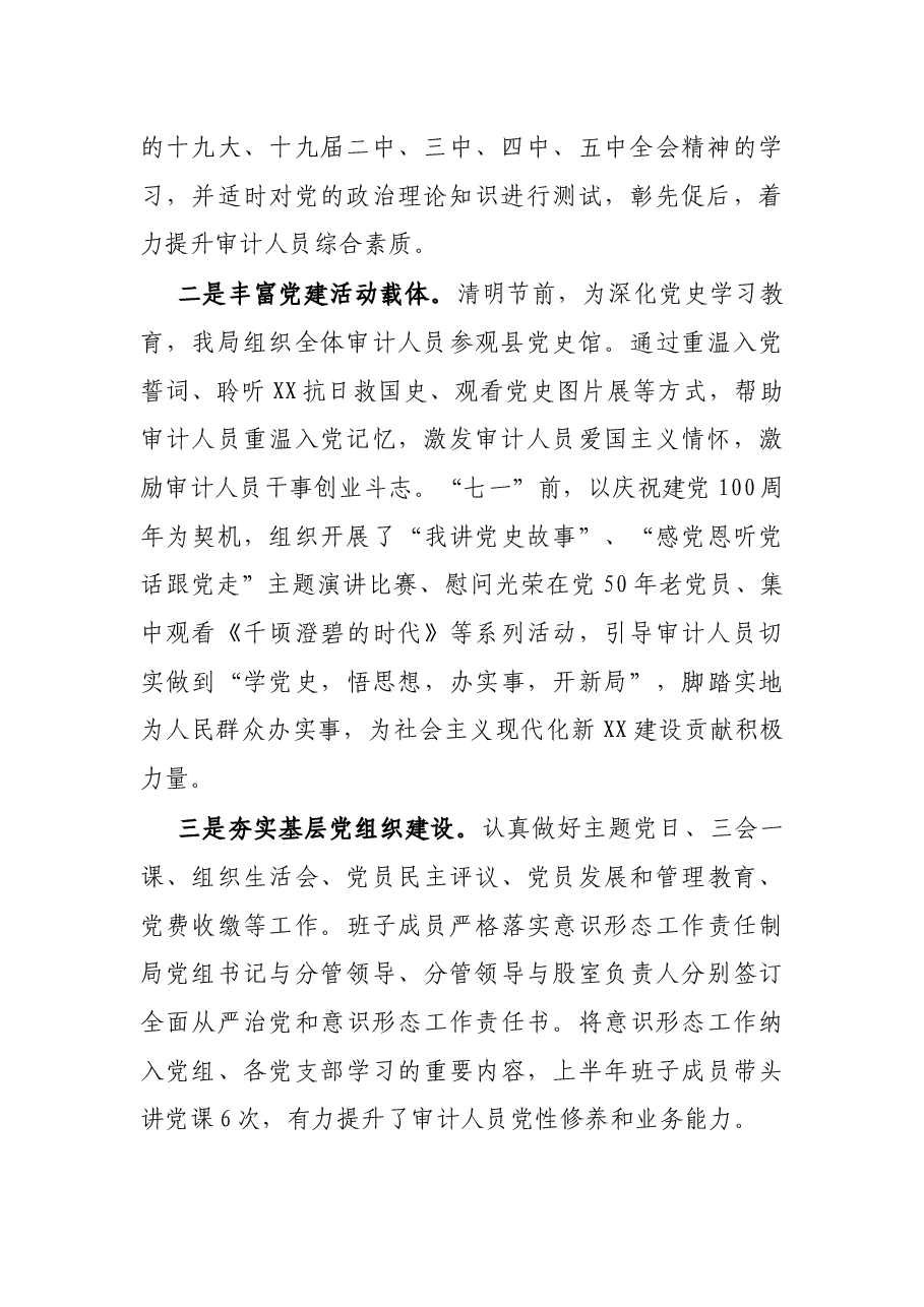 X县审计局2021年上半年工作总结及下半年工作打算.docx,第2页预览
