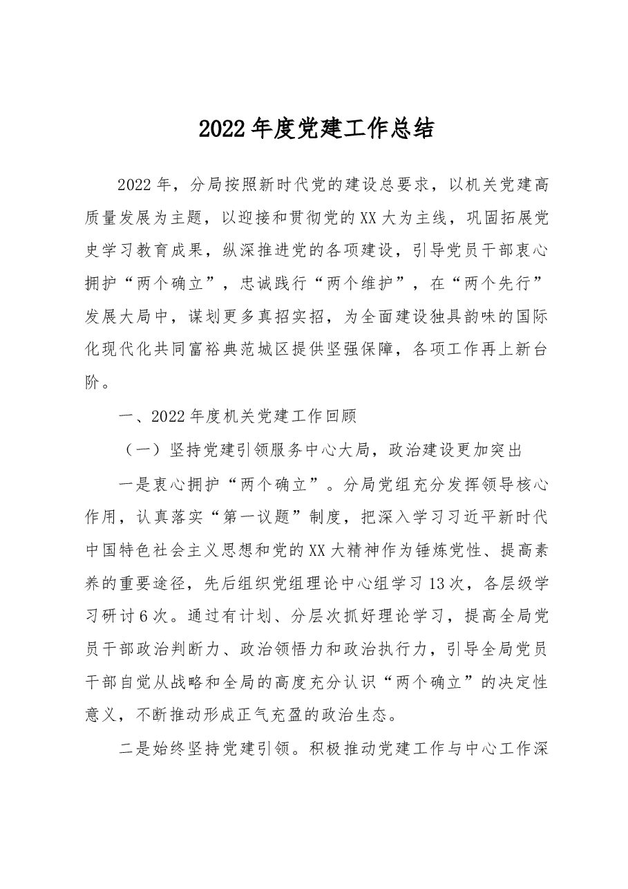 2022年度党建工作总结.docx,第1页预览