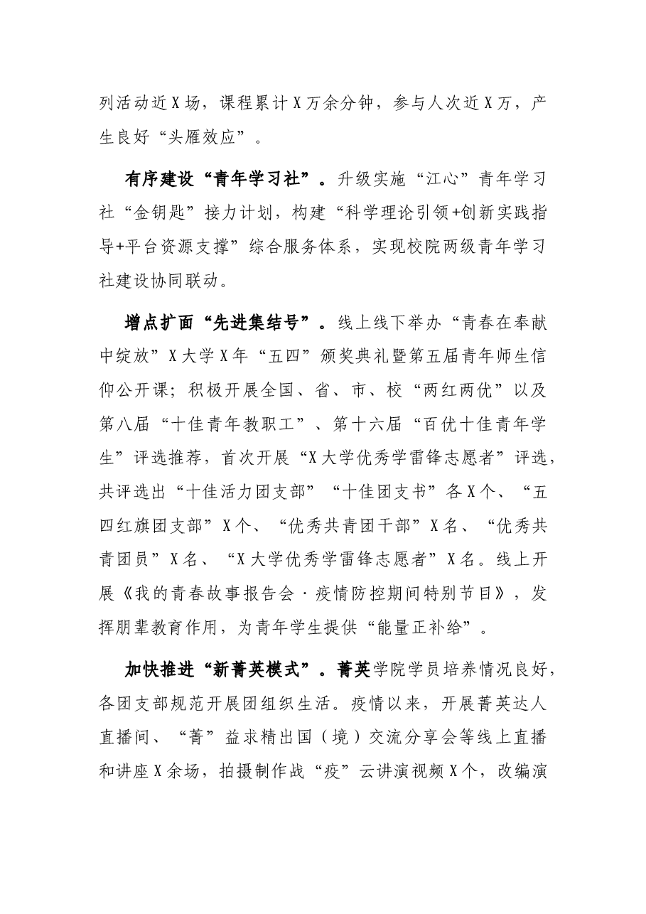 共青团大学委员会2021年上半年工作总结.docx,第2页预览