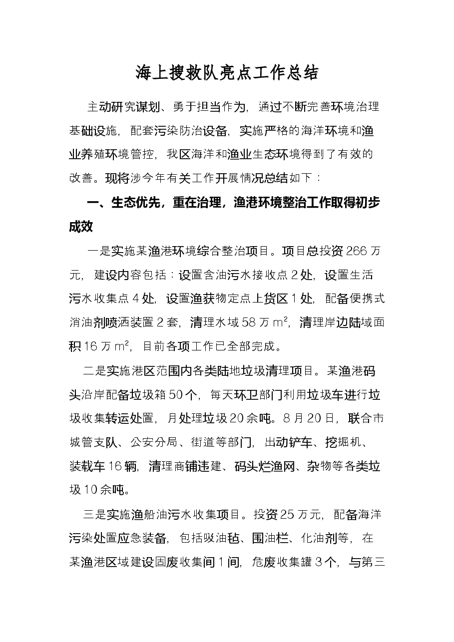 海上搜救队亮点工作总结.docx,第1页预览