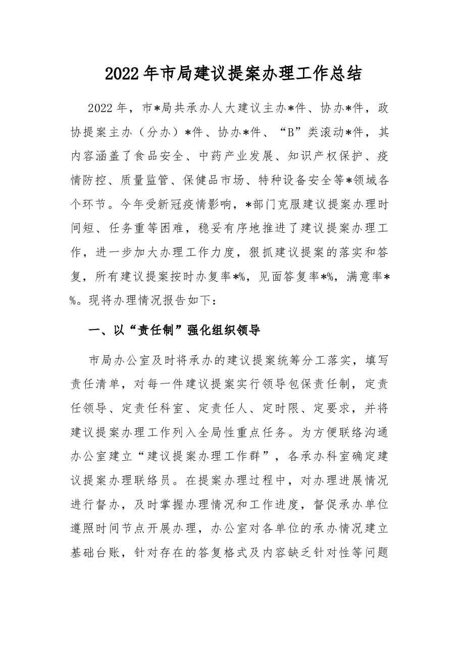 2022年市局建议提案办理工作总结.docx,第1页预览