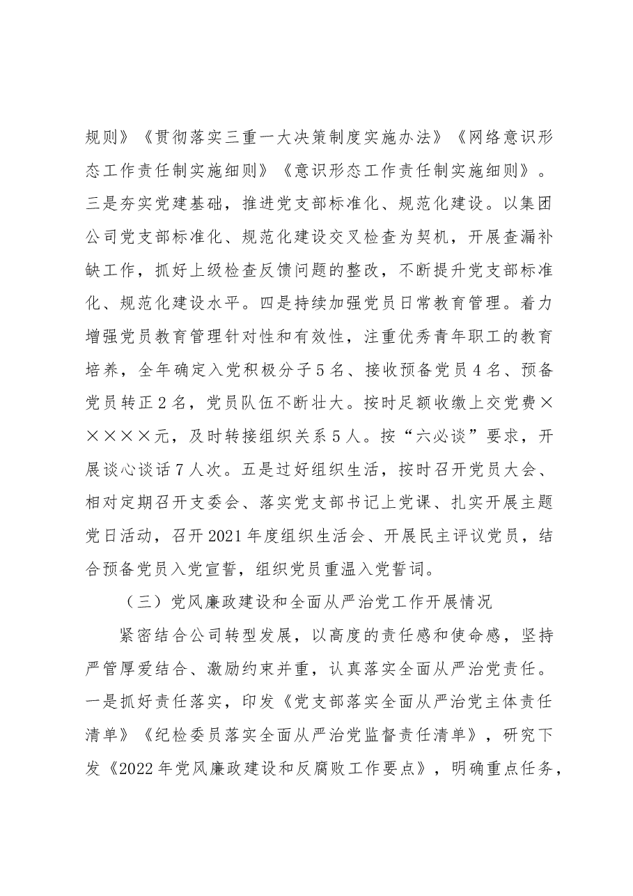 公司党支部2022年度党建和党风廉政建设工作总结.docx,第3页预览
