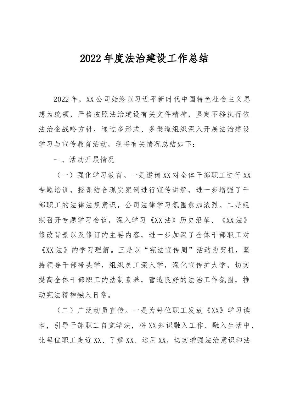 2022年度法治建设工作总结.docx,第1页预览