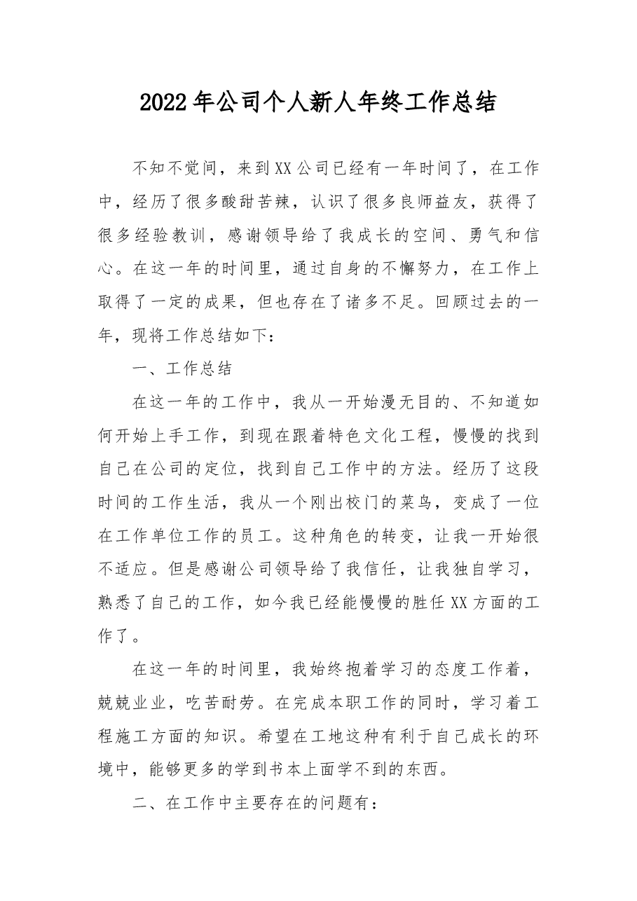 2022年公司个人新人年终工作总结.docx,第1页预览