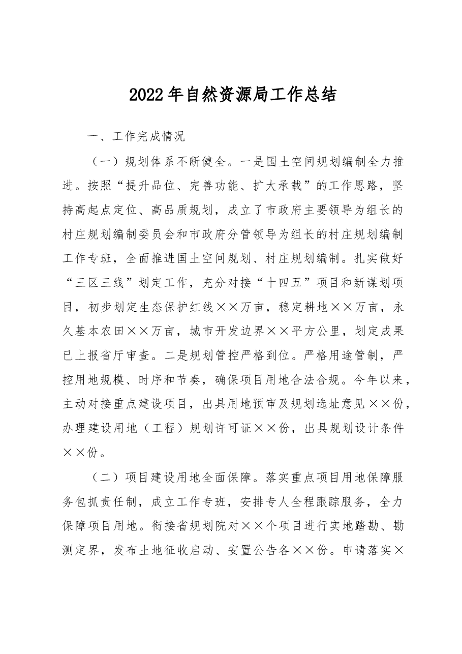 2022年自然资源局工作总结.docx,第1页预览
