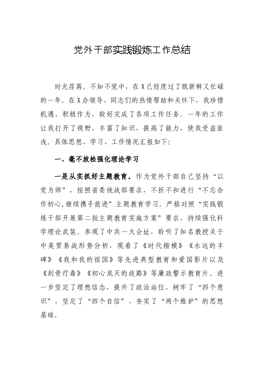 党外干部实践锻炼工作总结.docx,第1页预览