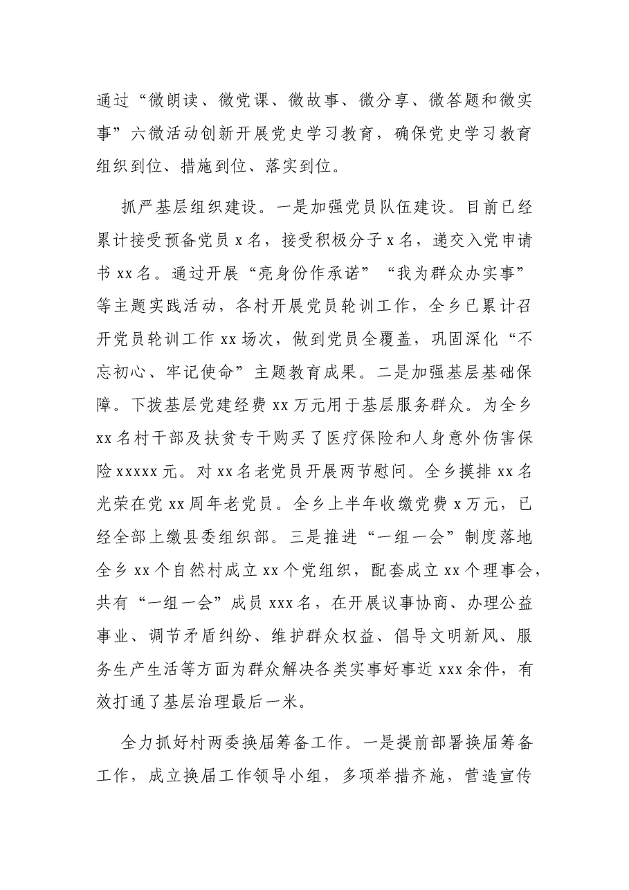 X乡2021年上半年工作总结和下半年工作计划.docx,第2页预览