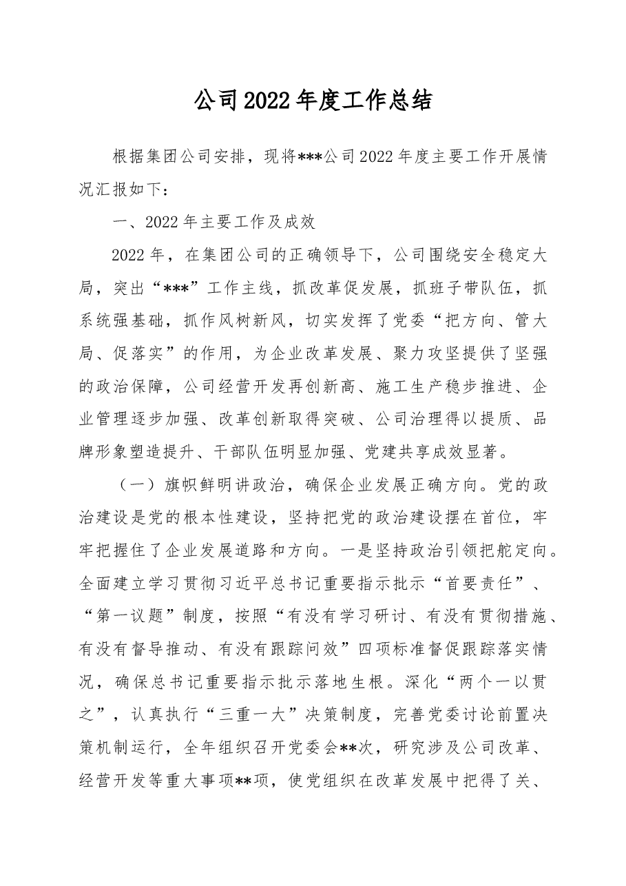 公司2022年度工作总结.docx,第1页预览