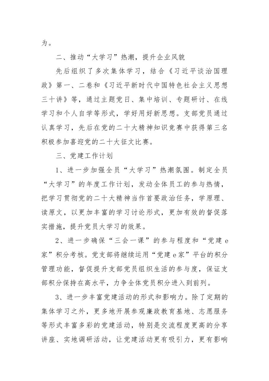 2022年公司党支部工作总结.docx，第3页预览
