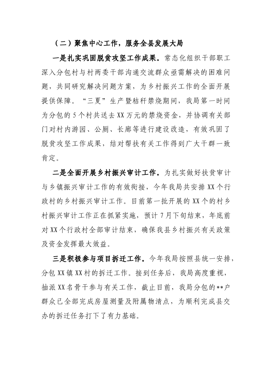 X县审计局2021年上半年工作总结及下半年工作打算.docx,第3页预览