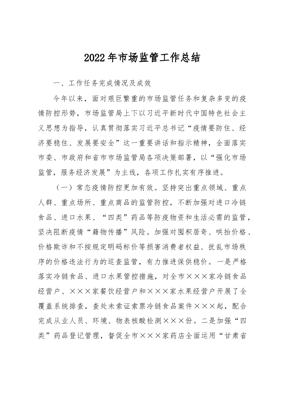 2022年市场监管工作总结.docx,第1页预览