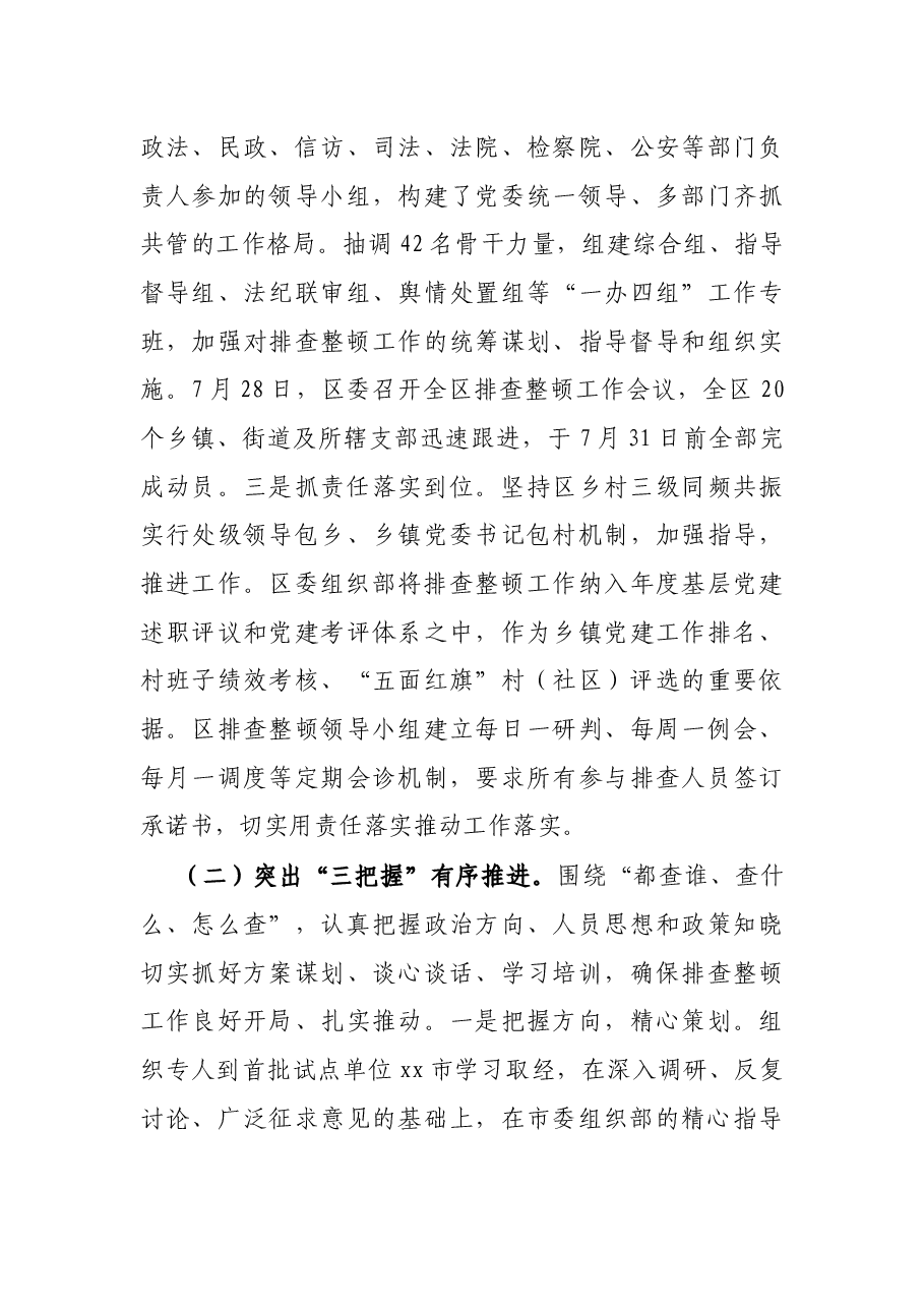 X区排查整顿农村发展党员违规违纪问题工作总结.docx,第3页预览