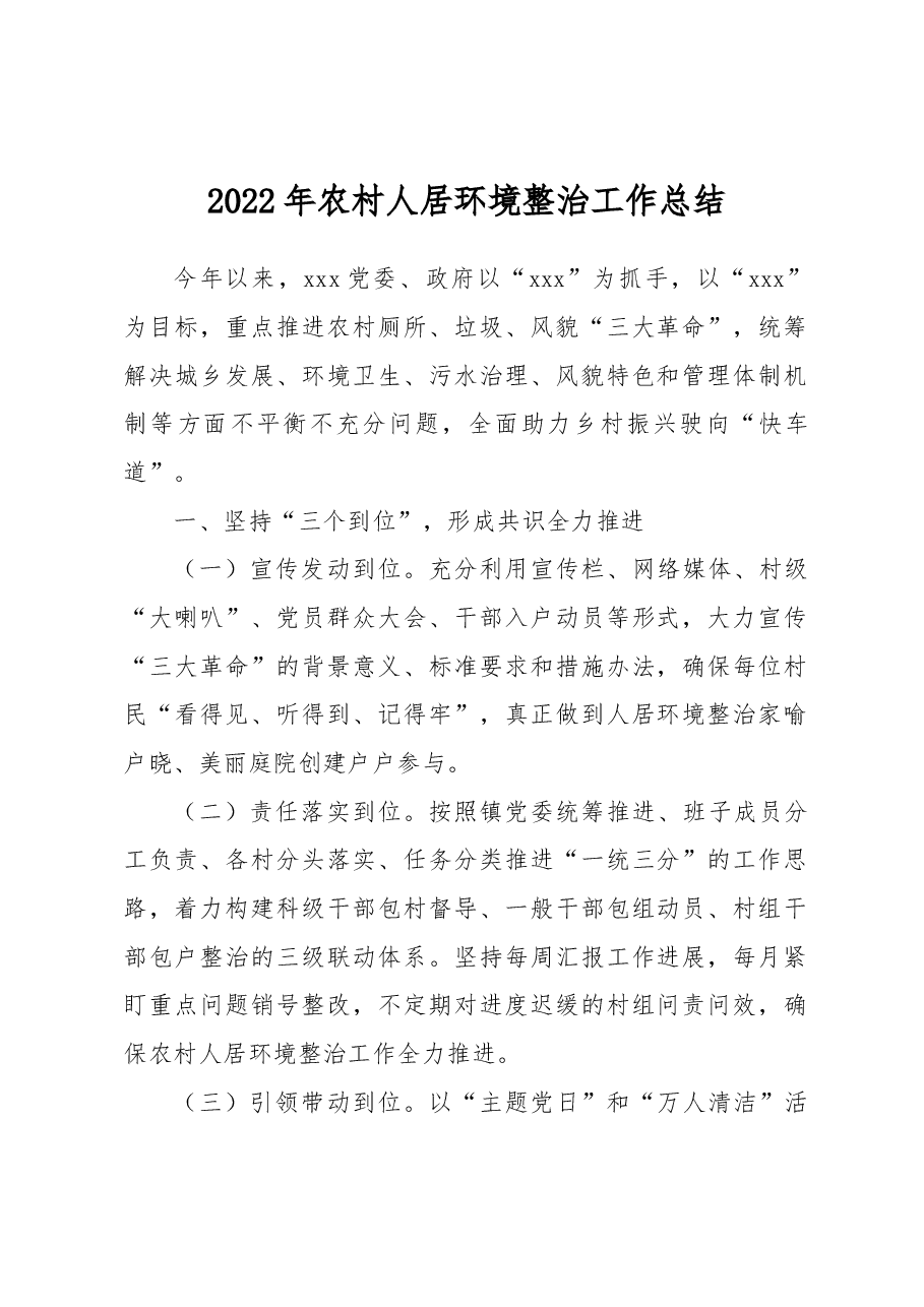 2022年农村人居环境整治工作总结.docx,第1页预览