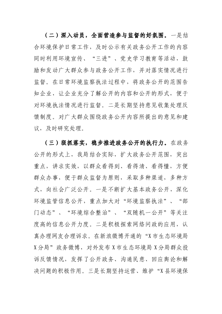 X市生态环境局2021年上半年政务公开工作总结.docx,第2页预览