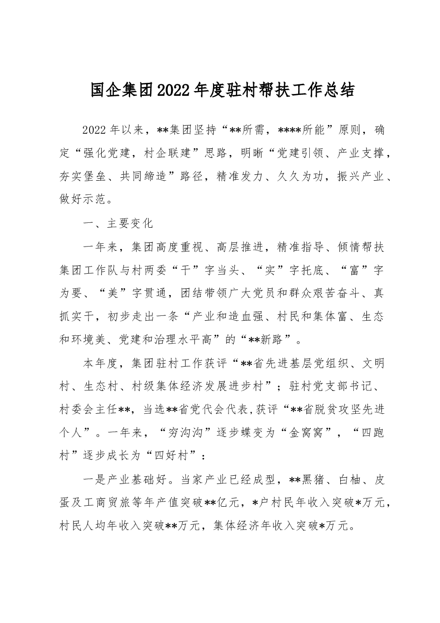 国企集团2022年度驻村帮扶工作总结.docx,第1页预览