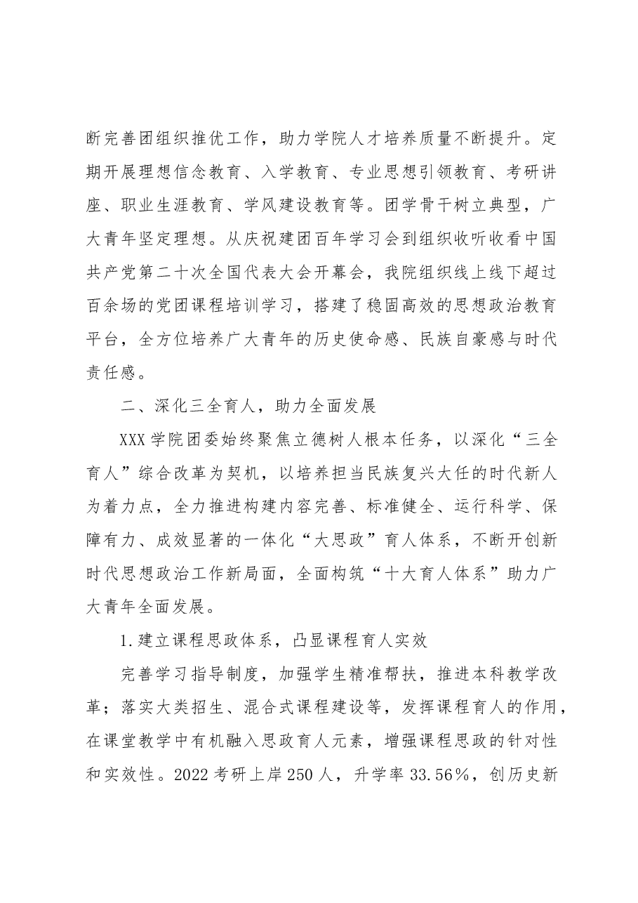 2022年度XXX学院团委工作总结报告.docx,第2页预览