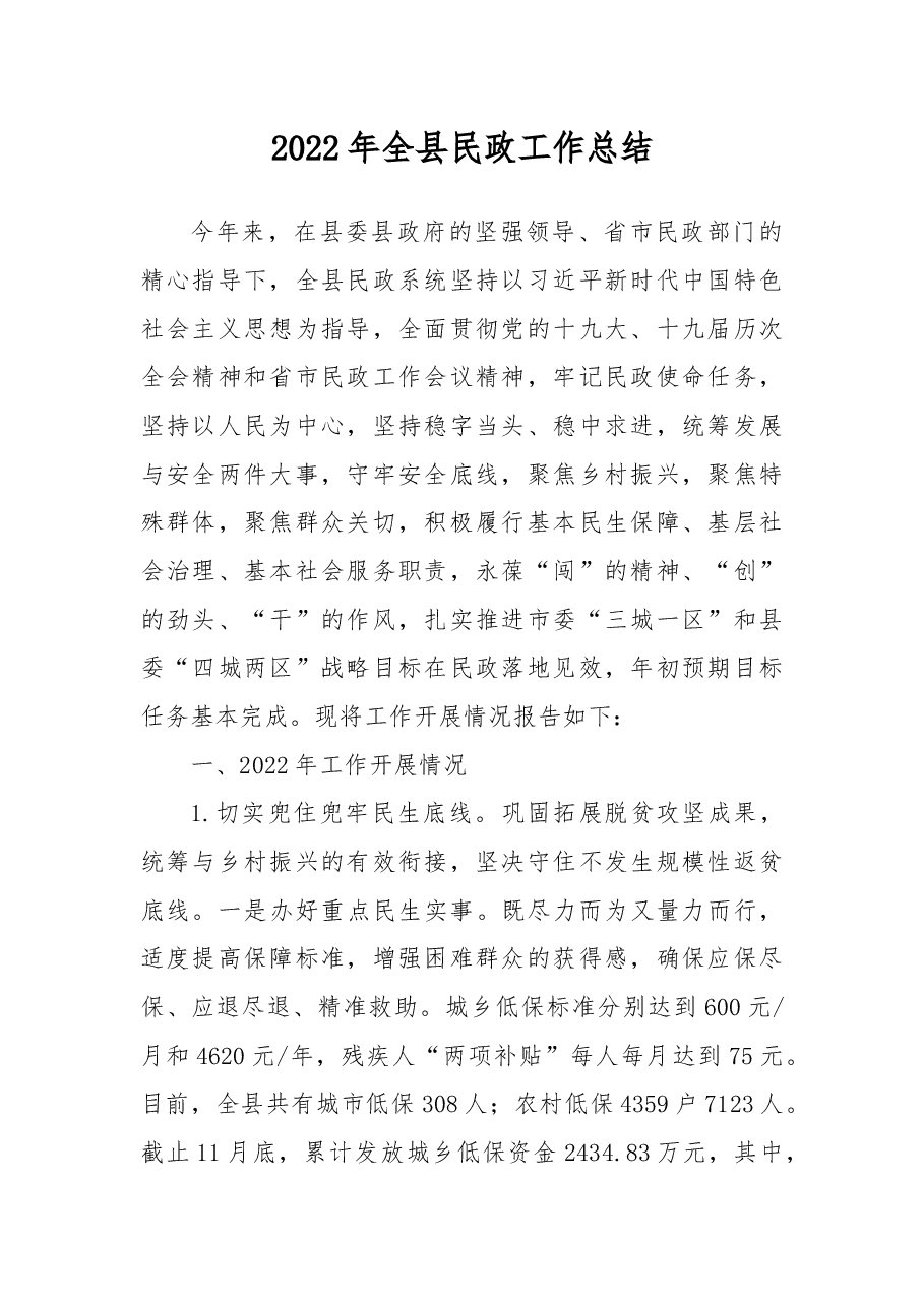 2022年全县民政工作总结.docx,第1页预览