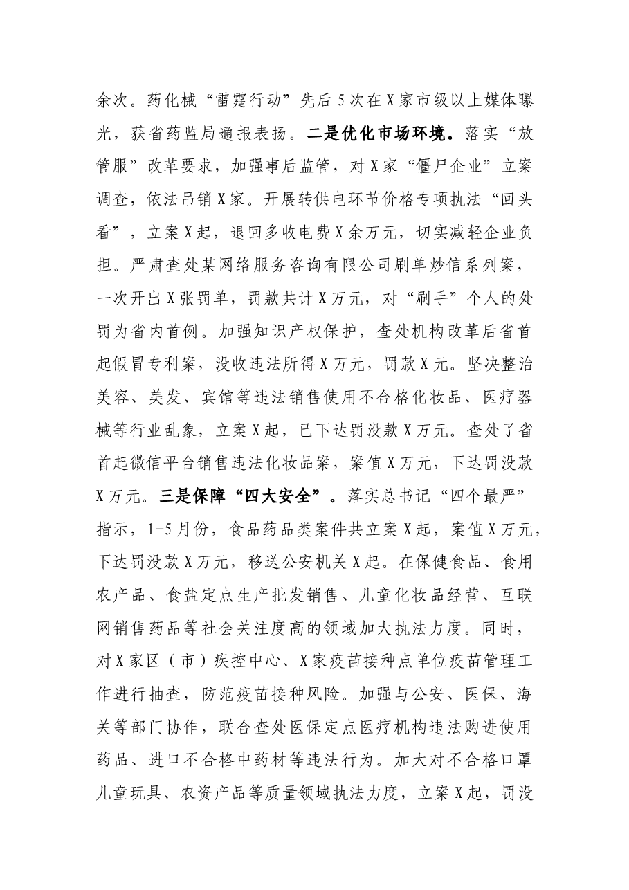X市场监管部门2021年上半年工作总结.docx，第3页预览