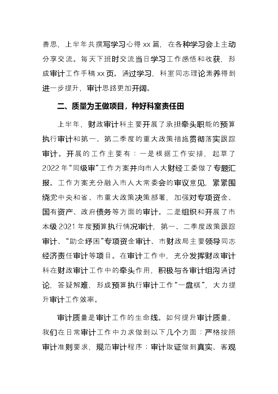 财政审计工作2022年上半年工作总结.docx，第2页预览