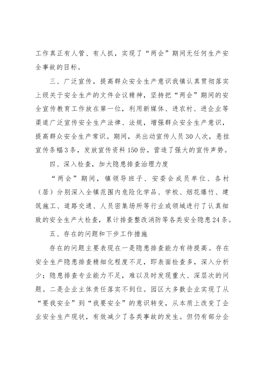 XX镇两会期间安全生产工作总结.docx,第2页预览