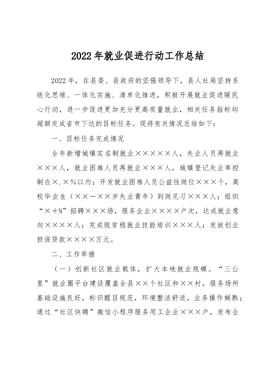 2022年就业促进行动工作总结.docx,第1页预览