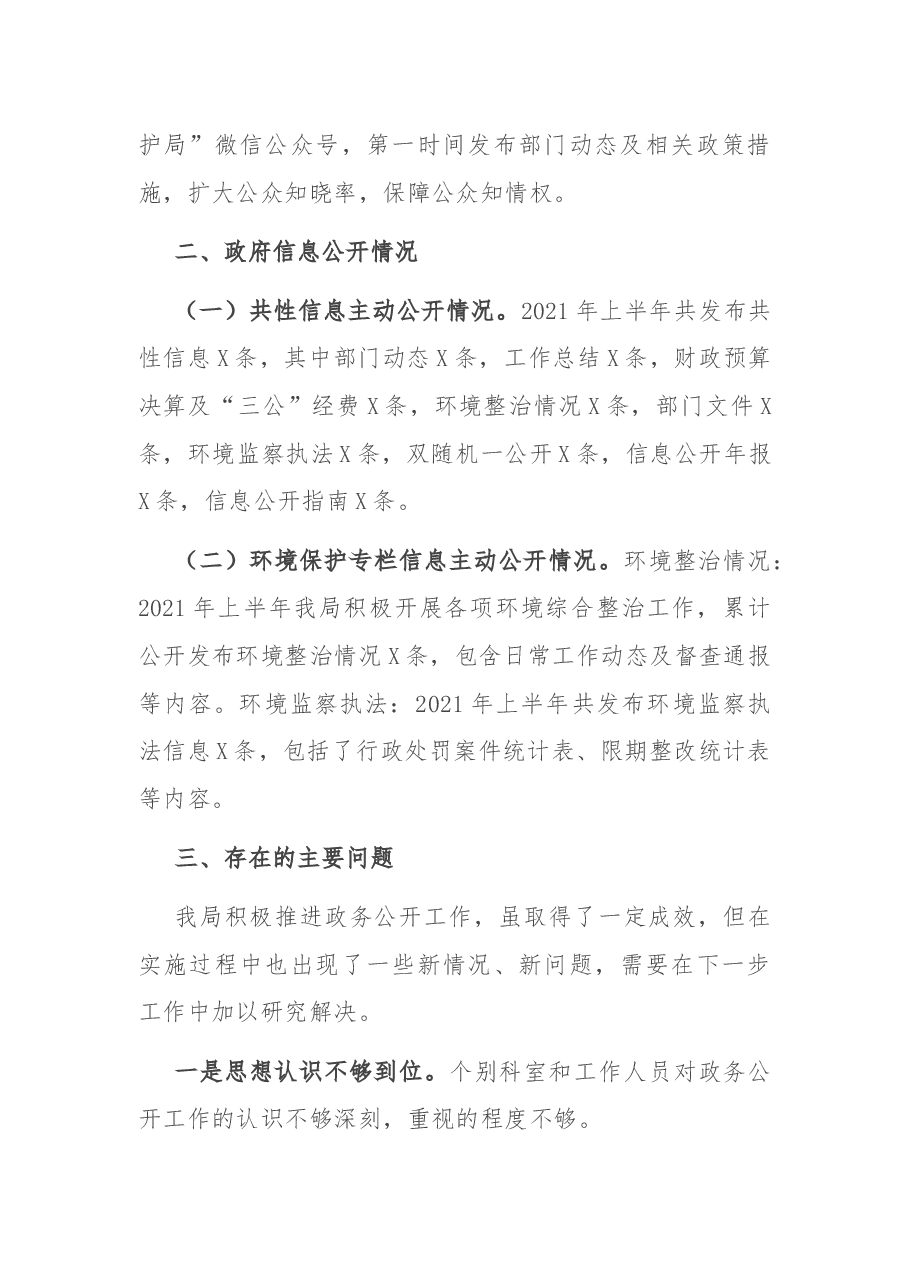 市生态环境局2021年上半年政务公开工作总结.docx,第3页预览
