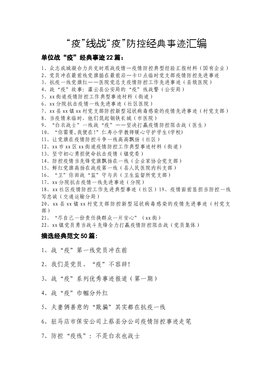 (260篇)疫情防控先进事迹范文合集.docx,第1页预览