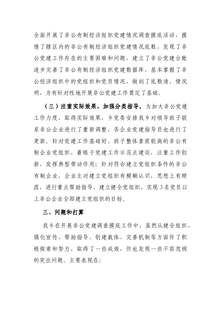 乡非公企业党建工作调查摸底总结.docx,第2页预览