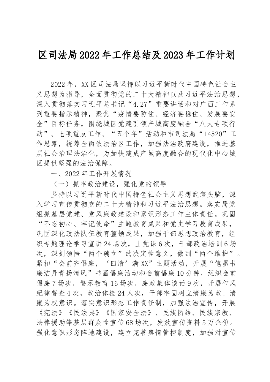 区司法局2022年工作总结+及2023年工作计划.docx,第1页预览