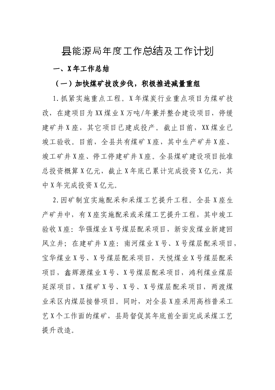 县能源局年度工作总结及工作计划.docx,第1页预览