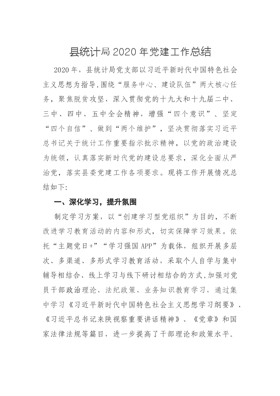 县统计局党建工作总结.docx,第1页预览