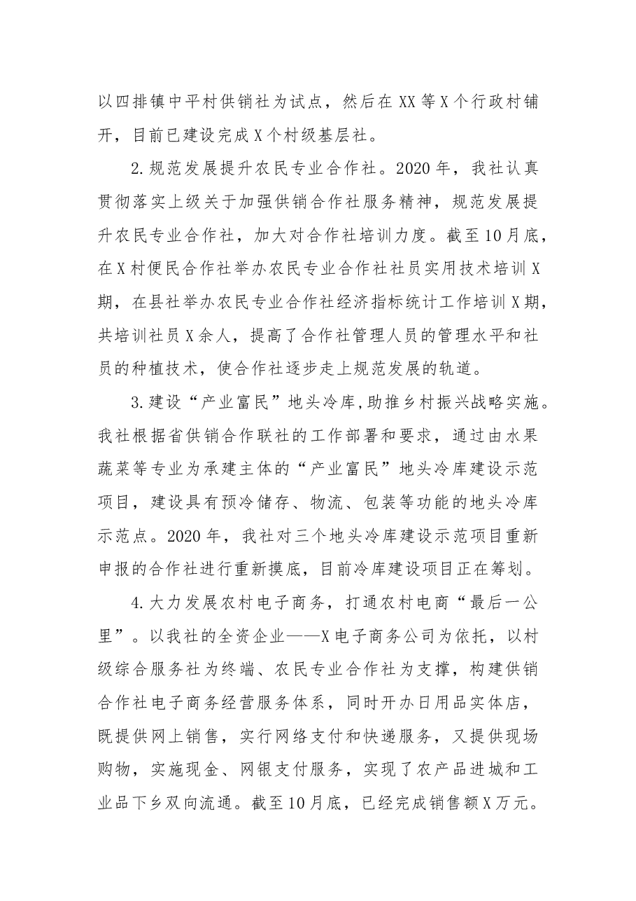县供销合作社联合社工作总结及工作计划.docx,第2页预览