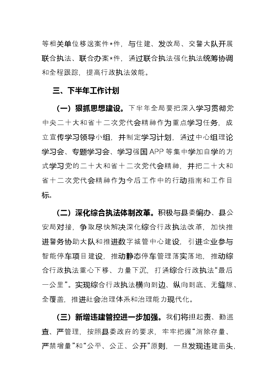 县综合行政执法局2022年上半年工作总结和下半年工作计划.docx,第4页预览